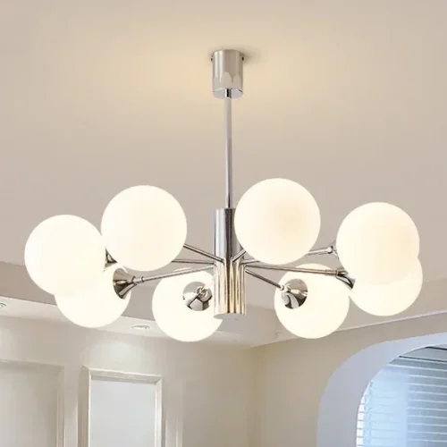 Lustre Bauhaus Medieval Bola Branca Leitosa