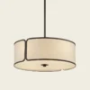 Lustre Tecido Circular Estilo Zen Chinês Moderno