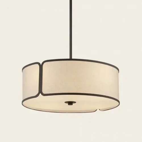 Lustre Tecido Circular Estilo Zen Chinês Moderno
