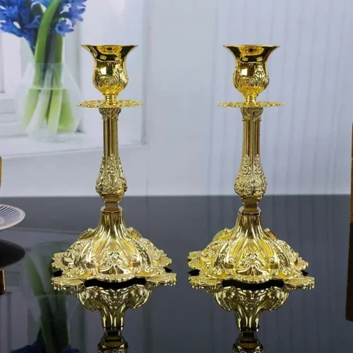 Castiçais Metal Dourado ou Prateado Para Vela