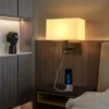 kf-S97c25efd4aff4fcea7021a810502e4a8N Arandela Cabeceira Cama Cúpula Tecido USB com interruptor