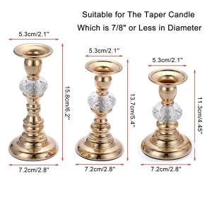 a group of candlesticks with sizes and measurements