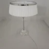 Luminária Abajur Coluna Vidro Cúpula Tecido Plissado