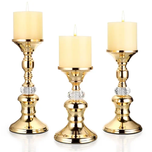 Castiçais Dourado Pilar Para Velas