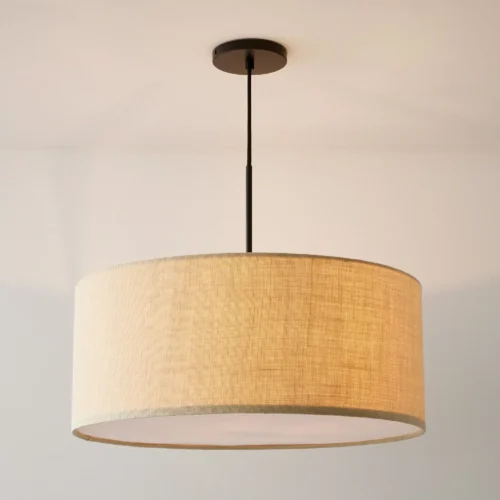 Lustre Redondo Tecido Mesa Jantar Moderna