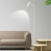 Luminária Branca De Chão Com Cúpula Formato de Spot Marca Miresa Luminária De Chão Com Cúpula Formato de Spot