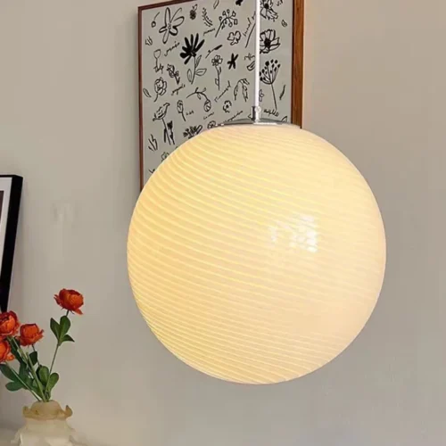 Pendente Teto Vidro Polido Design listrado Italiano