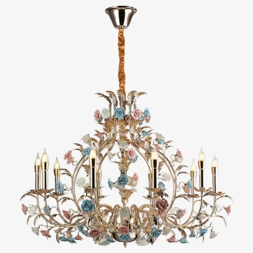 Lustre Provençal Design Europeu Flor De Cerâmica