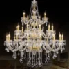 Lustre De Cristal 28 Braços 3 Camadas Estrutura Dourado e Cristais Transparentes, lustre de cristal braços camadas, por Miresa, loja-de-luminárias-São-Paulo.
