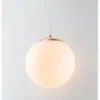 Foto de pendente Bola De Vidro Branco, pendente de vidro bola branco, catálogo Miresa, loja-de-luminárias-São-Paulo.