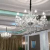 Lustre Clássico De Cristal K9 Transparente Estrutura Cromada