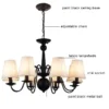 Lustre Provençal Preto Com Cúpula Brancas