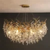 Lustre Galho de Árvore Pingente Cristal K9 e Estrutura Dourado — lustre de cristal galho árvore da Miresa, loja-de-luminárias-São-Paulo.
