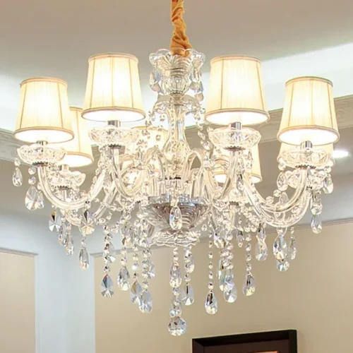 Lustre Clássico De Cristal K9 Transparente Estrutura Cromada