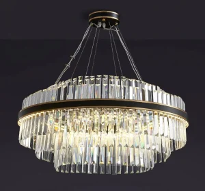 Lustre De Cristal K9 Transparente E Estrutura Preta