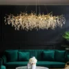 Lustre Galho de Árvore Pingente Cristal K9 e Estrutura Dourado