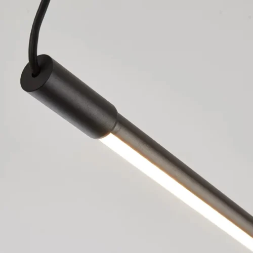 Luminária Preta Longa Linear Com Luz de LED
