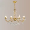 kf-S95dec1bdddc6446b8a71b10a4c8f4ac7l Lustre De Cristal Dourado Com Pingentes Transparentes