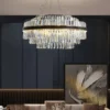 Lustre De Cristal K9 Transparente E Estrutura Preta