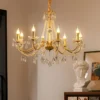 kf-Sc920f354b2f64d528d7c2e473ff392cax Lustre De Cristal Dourado Com Pingentes Transparentes