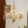 kf-Scfbdb5e388244a6f93c4a6c0630bf93b2 Lustre De Cristal Dourado Com Pingentes Transparentes