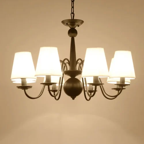 Lustre Provençal Preto Com Cúpula Brancas