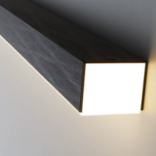 Lustre Tubular de Alumínio Preto Luz Linear