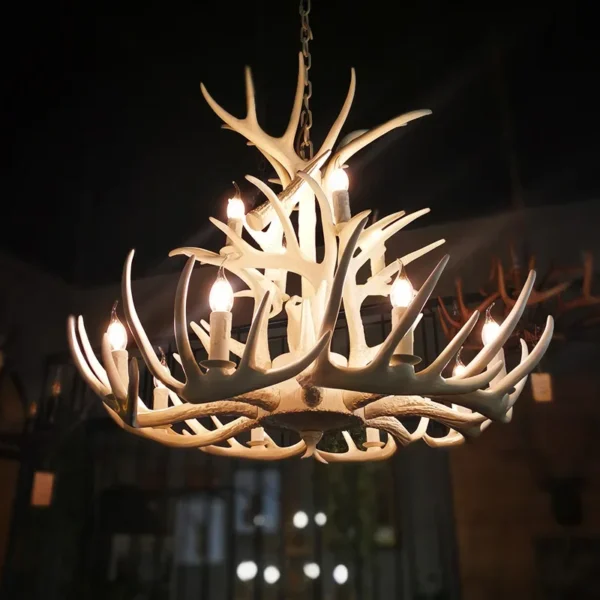 Lustre Rústico De Resina Chifre Veado Marca Miresa