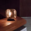 Abajur de vidro contemporâneo elegante translúcido (Abajur Contemporâneo Elegante De Vidro Translúcido), disponível na Miresa, loja-de-luminárias-São-Paulo.