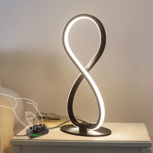 Luminária De Mesa Preto Designer Infinito Led