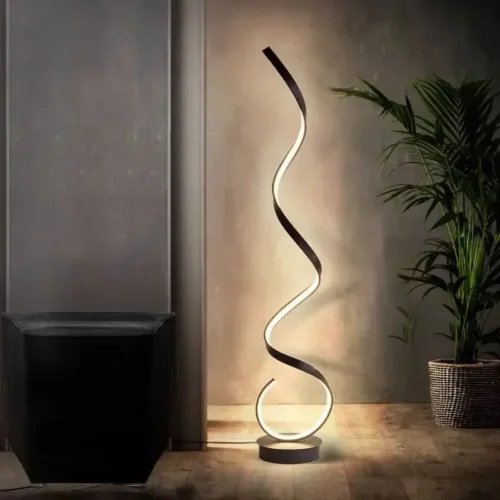 Luminária Chão Minimalista Forma Em Espiral