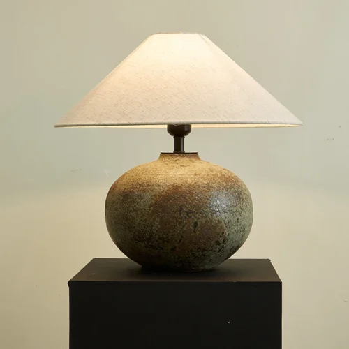Abajur Wabi Sabi Argila Artesanal Estilo Japonês