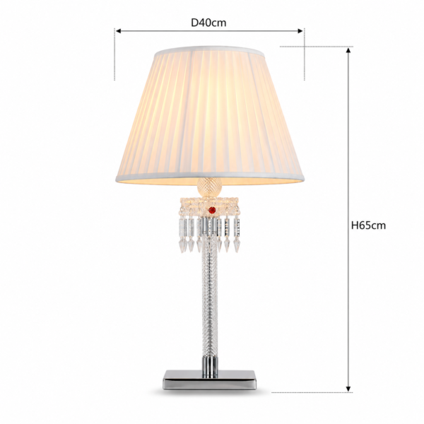 abajur-cristal-baccarat-40x65cm-dimensoes Abajur Clássico Baccarat De Vidro e Pingente de Cristais K9