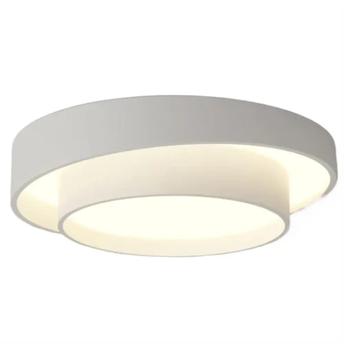 Luminária Sobrepor Alumínio Branco 50cm Diâmetro Com 2 Camadas
