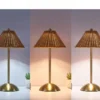Abajur Rattan Vintage Rattan Sem Fio Carregamento USB