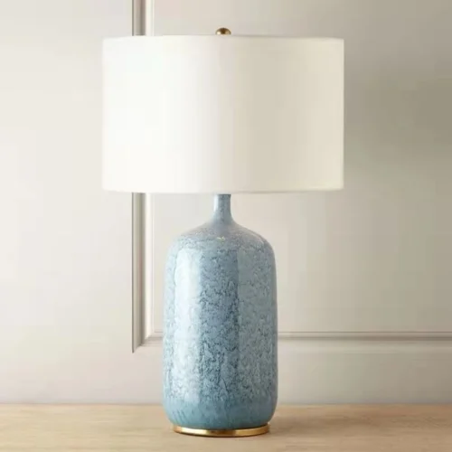 Abajur Cerâmica Azul Design Contemporâneo Americano