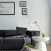 Luminária Mesa Dourada Com Bolas de Vidro