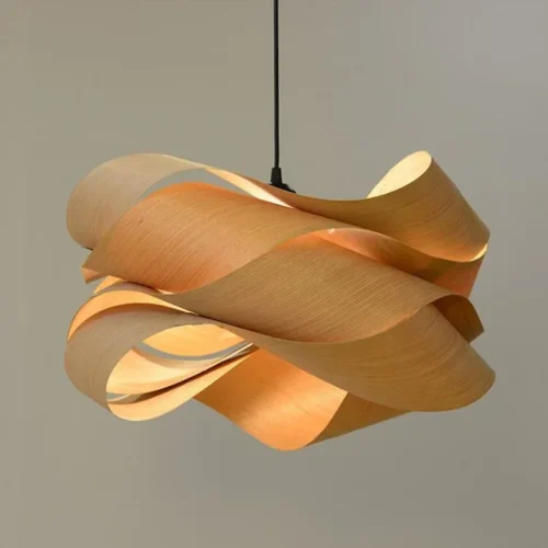 Lustre Artesanal Design Japonês Folha Madeira Natural | | Entrega em Todo Brasil