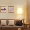 Arandela Design Japonês Base Madeira e Cúpula Vidro Branco