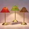 Abajur Rattan Vintage Rattan Sem Fio Carregamento USB