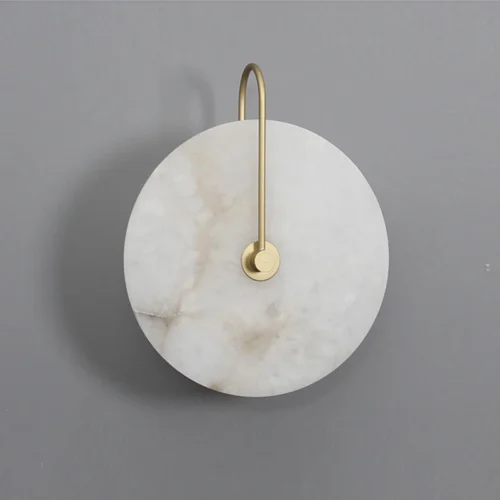 Arandela Padrão Mármore Natural Forma de Disco Iluminação Indireta Com Proteção Ocular