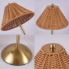 Abajur Rattan Vintage Rattan Sem Fio Carregamento USB
