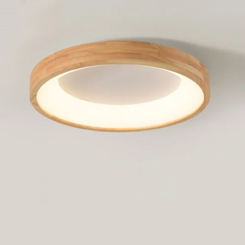 Luminária Sobrepor Redondo Design Japonês Acabamento em Madeira
