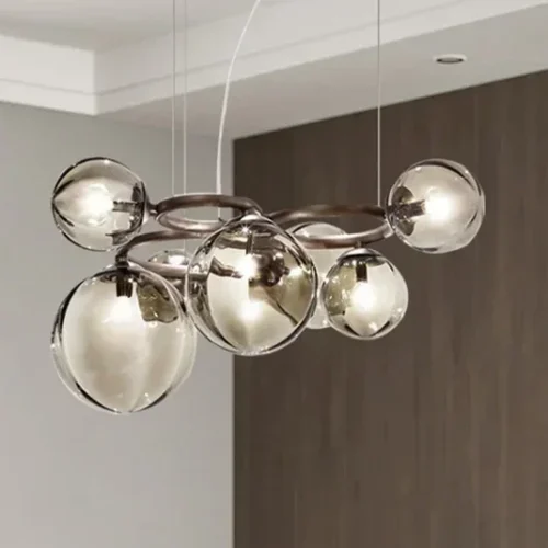 Lustre Moderno Bola De Vidro Mesa Jantar