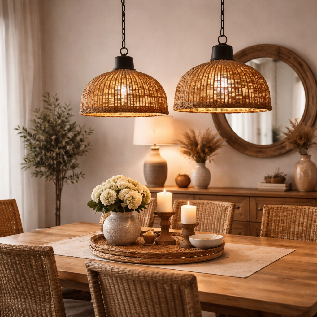 luminarias rusticas pendentes madeira e ferro iluminacao aconchegante sala de jantar estilo rustico sofisticado - Miresa melhor loja de iluminação e luminárias em São Paulo