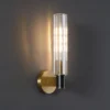 Arandela Luxo Cilindro Vidro Metal Dourado e Preto