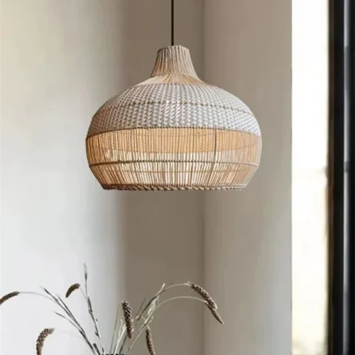 Pendente Rústico Rattan Estilo Japonês Wabi Sabi