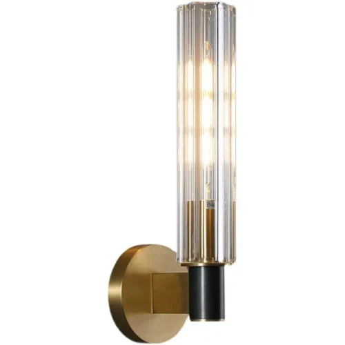 Arandela Luxo Cilindro Vidro Metal Dourado e Preto