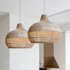 Pendente Rústico Rattan Estilo Japonês Wabi Sabi