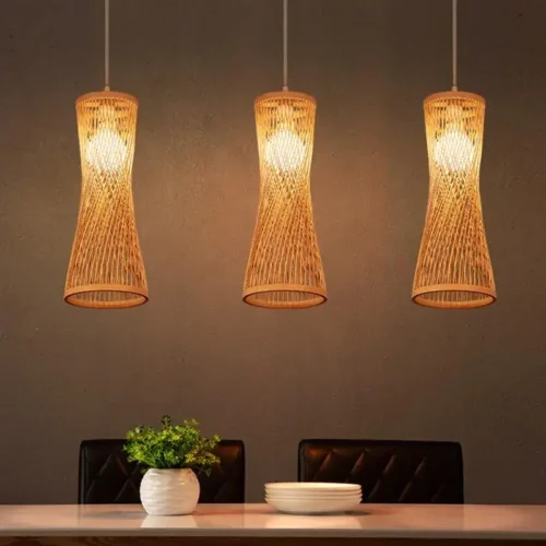 Pendente bambu japonês estilo chinês rattan